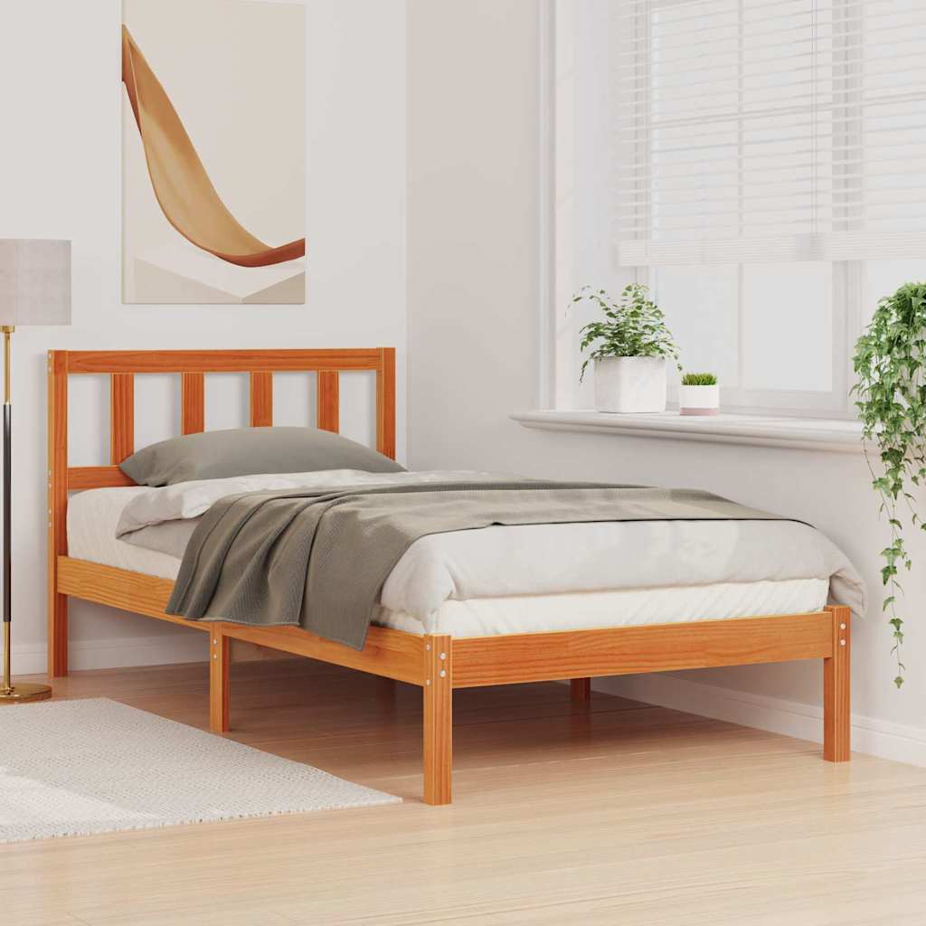 Bettrahmen Wachsbraun 75 x 190 cm Massives Kiefernholz