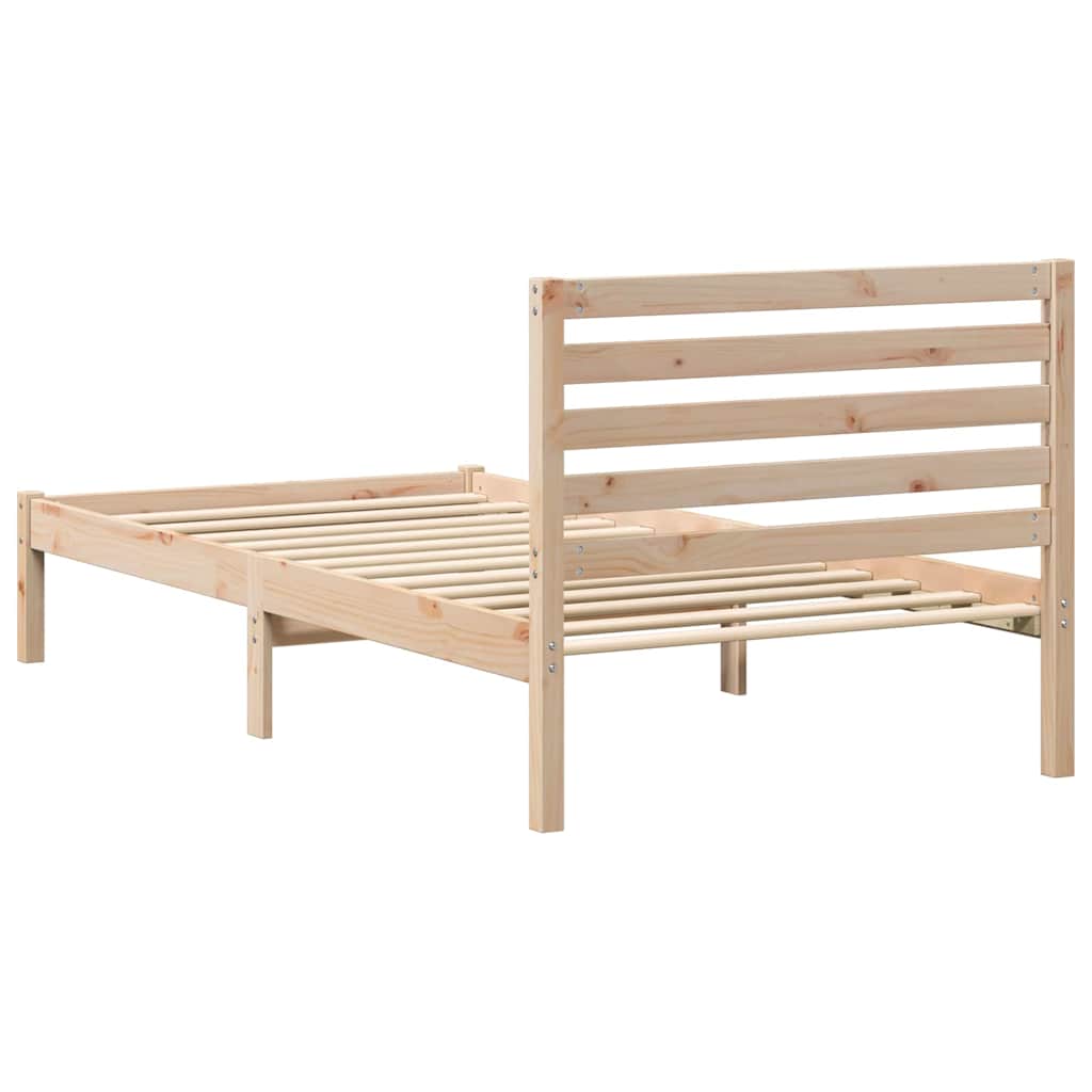 Bettrahmen mit Kopfteil Braun 90 x 200 cm Massives Kiefernholz
