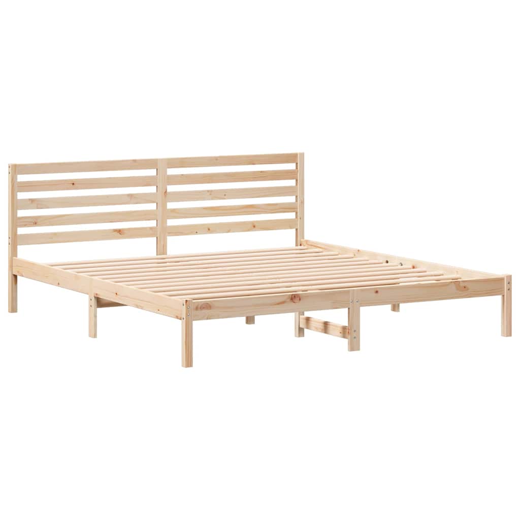 Bettrahmen mit Kopfteil Braun 200 x 200 cm Massives Kiefernholz