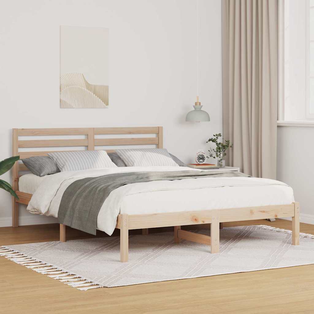 Bettrahmen mit Kopfteil Braun 120 x 190 cm Massives Kiefernholz