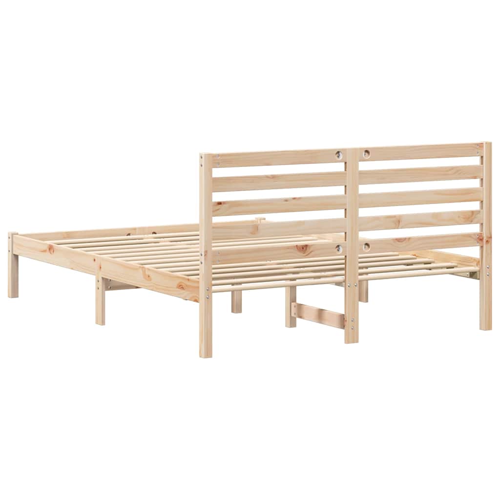 Bettrahmen mit Kopfteil Braun 120 x 190 cm Massives Kiefernholz