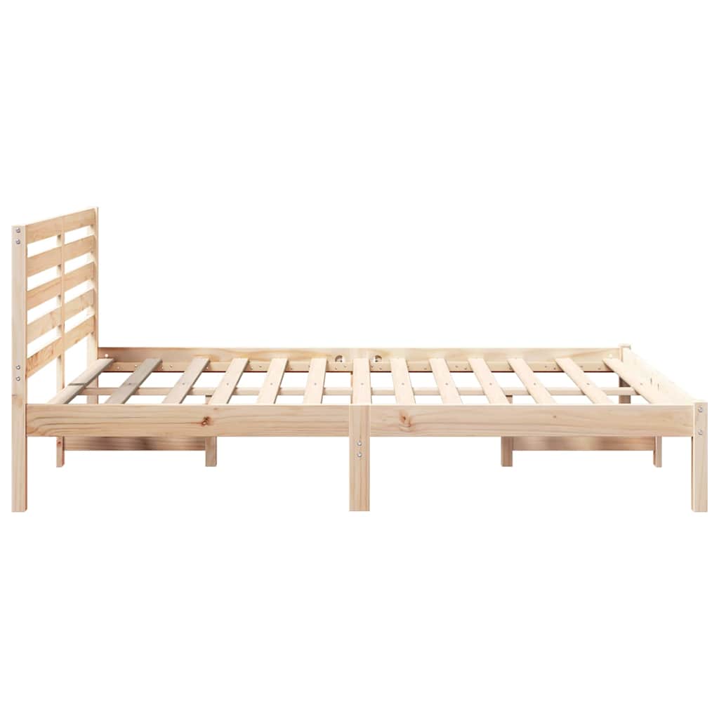 Bettrahmen mit Kopfteil Braun 140 x 190 cm Massives Kiefernholz