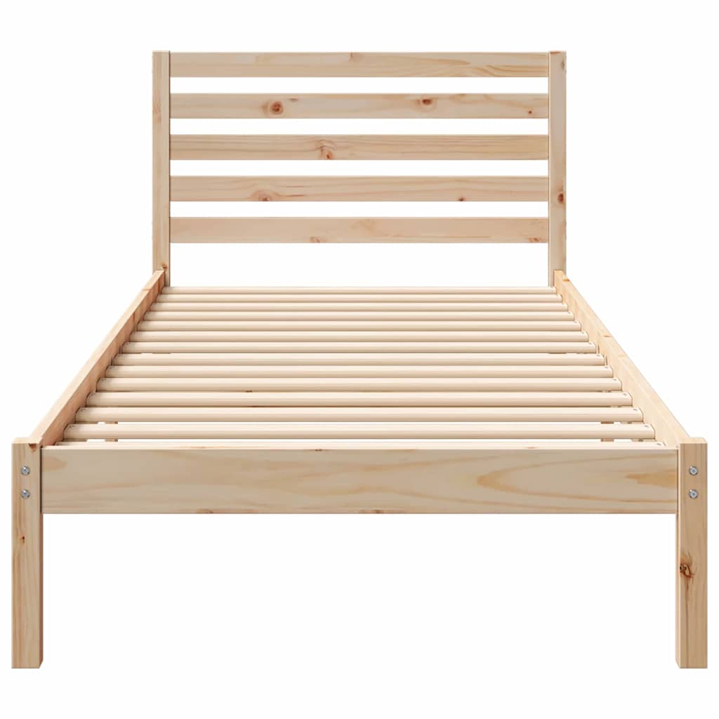Bettrahmen mit Kopfteil Braun 100 x 210 cm Massives Kiefernholz