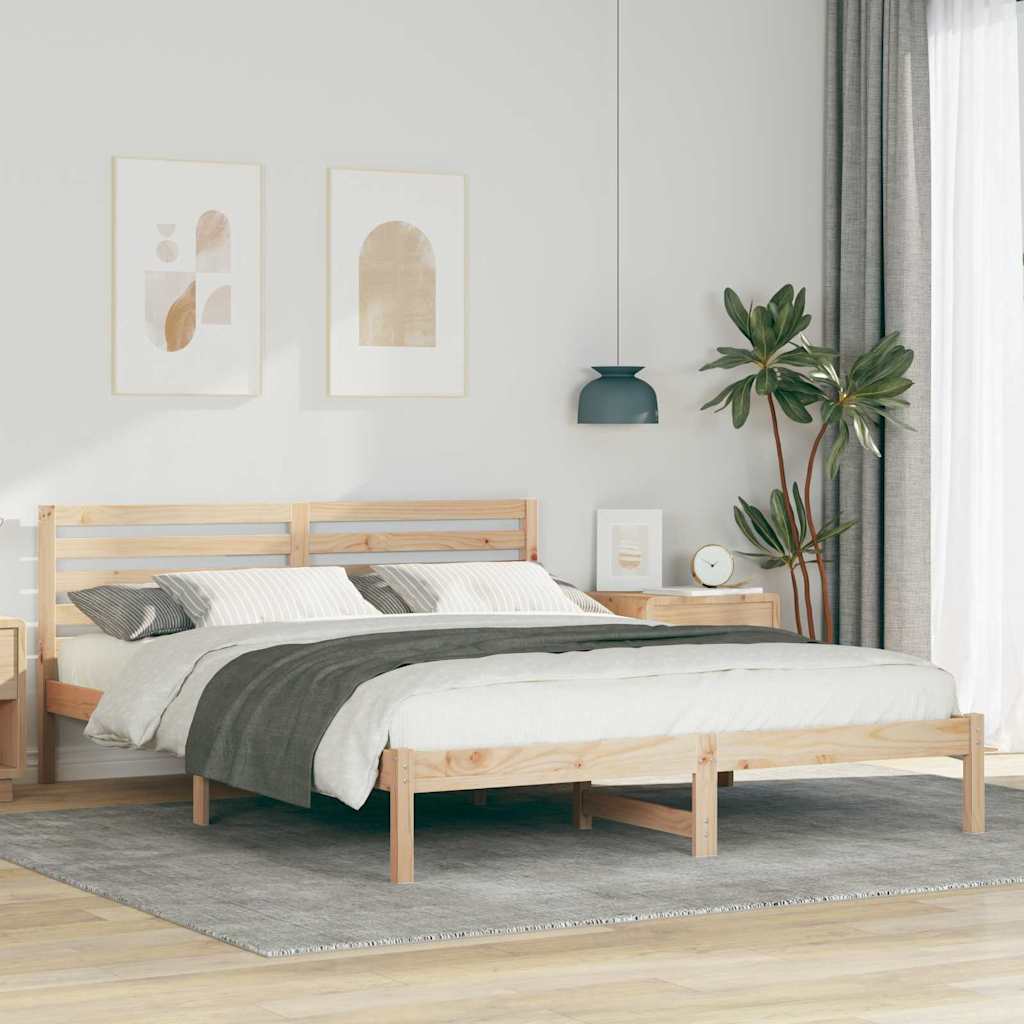Bettrahmen mit Kopfteil Braun 160 x 210 cm Massives Kiefernholz