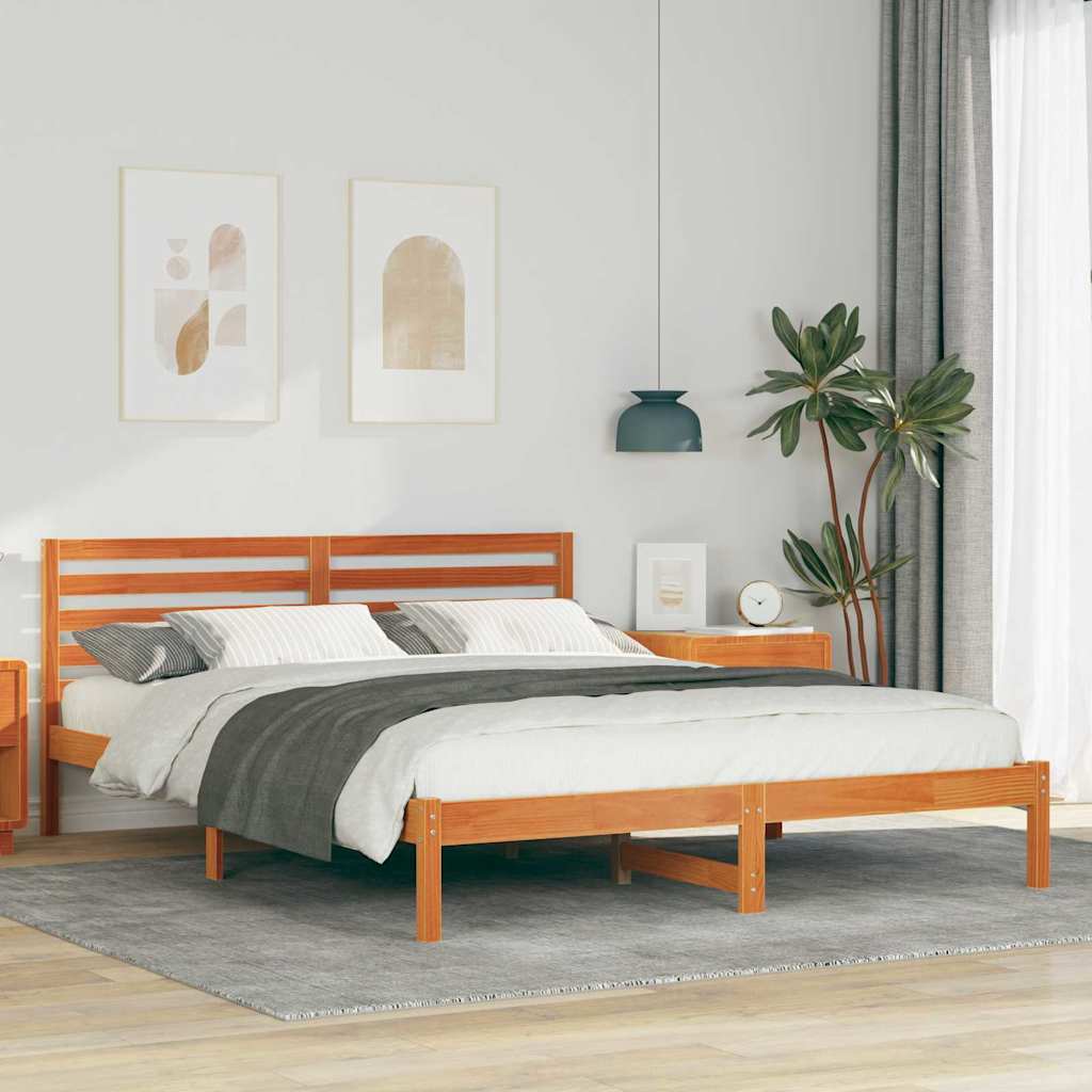 Bettrahmen Wachsbraun 160 x 210 cm Massives Kiefernholz