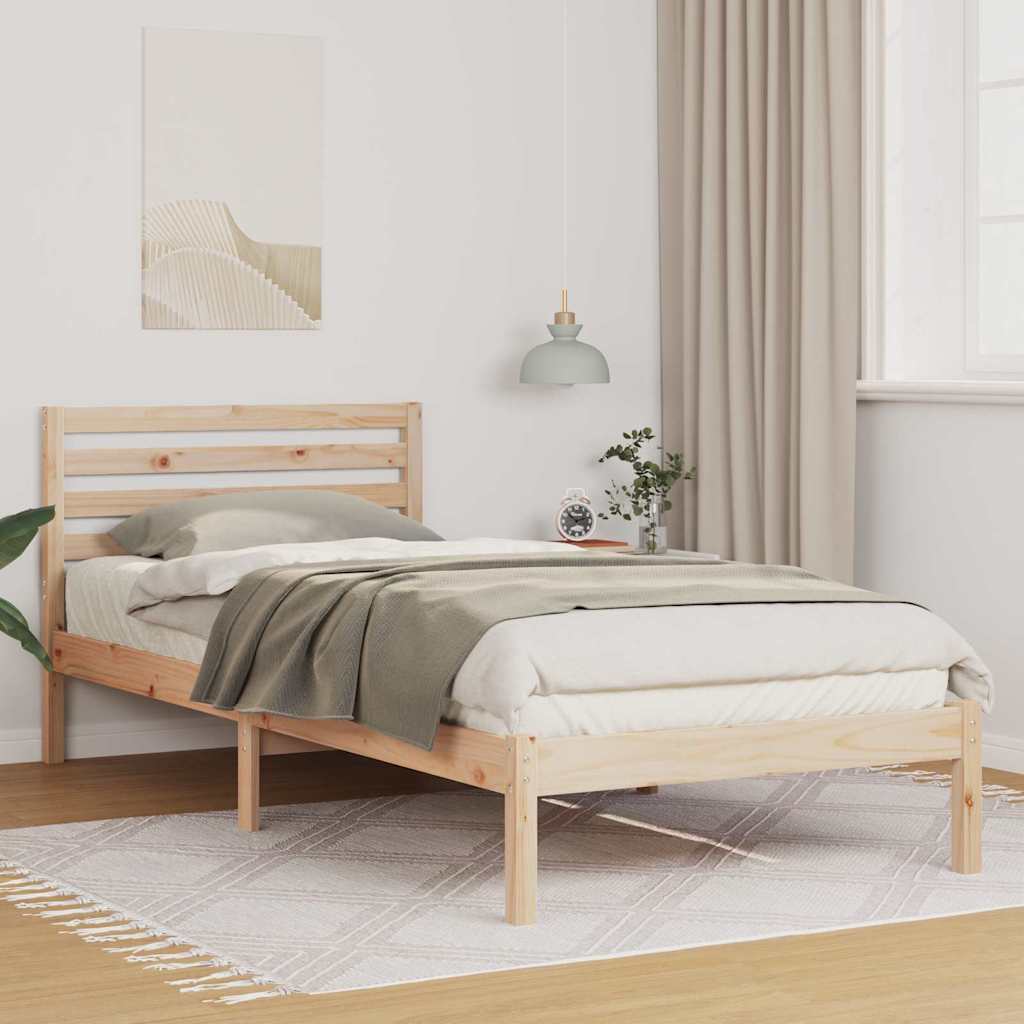 Bettrahmen mit Kopfteil Braun 80 x 220 cm Massives Kiefernholz