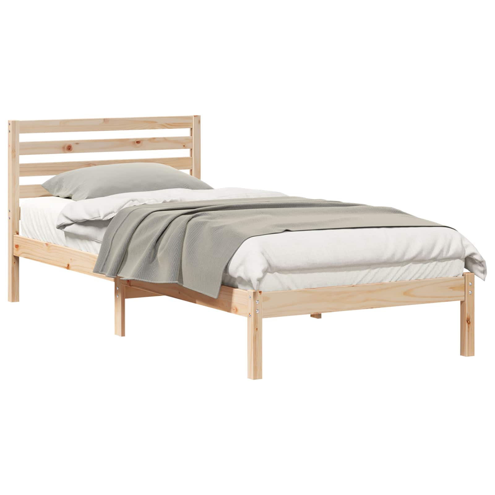 Bettrahmen mit Kopfteil Braun 90 x 220 cm Massives Kiefernholz