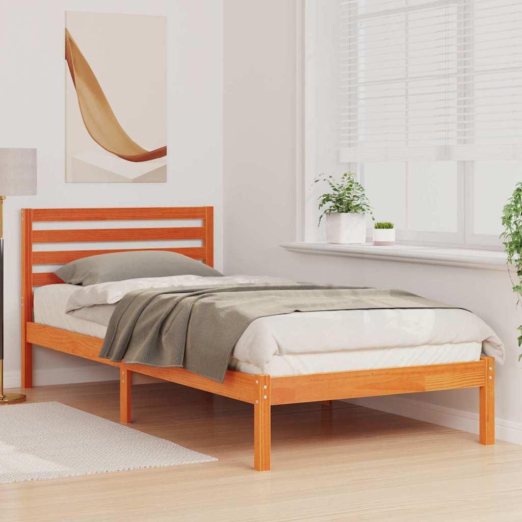 Bettrahmen Wachsbraun 90 x 220 cm Massives Kiefernholz