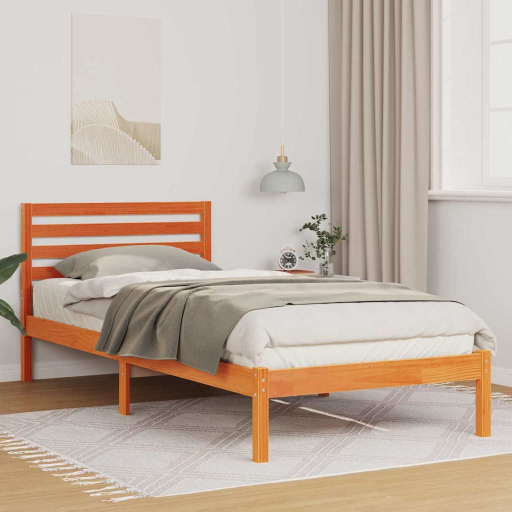 Bettrahmen Wachsbraun 100 x 220 cm Massives Kiefernholz