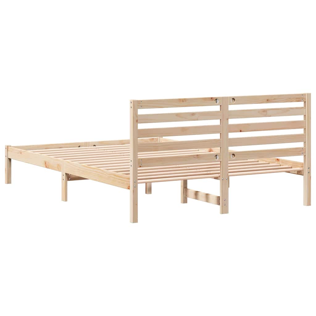 Bettrahmen mit Kopfteil Braun 140 x 220 cm Massives Kiefernholz