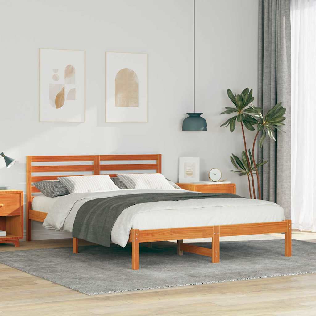 Bettrahmen Wachsbraun 140 x 220 cm Massives Kiefernholz