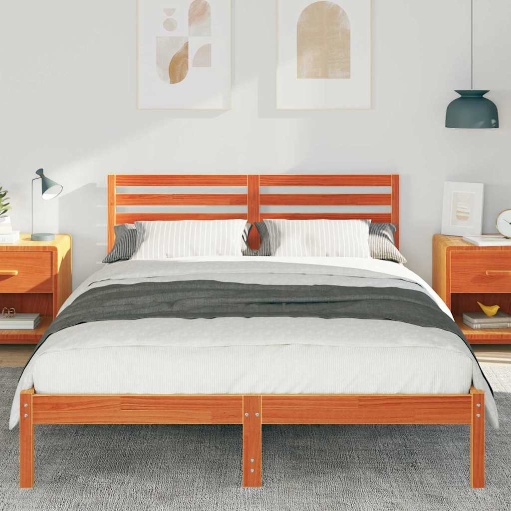 Bettrahmen Wachsbraun 140 x 220 cm Massives Kiefernholz