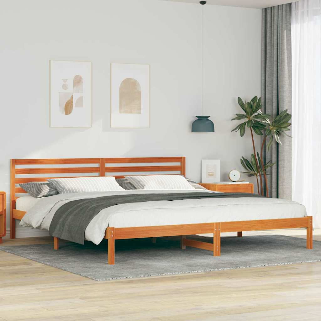 Bettrahmen Wachsbraun 200 x 220 cm Massives Kiefernholz