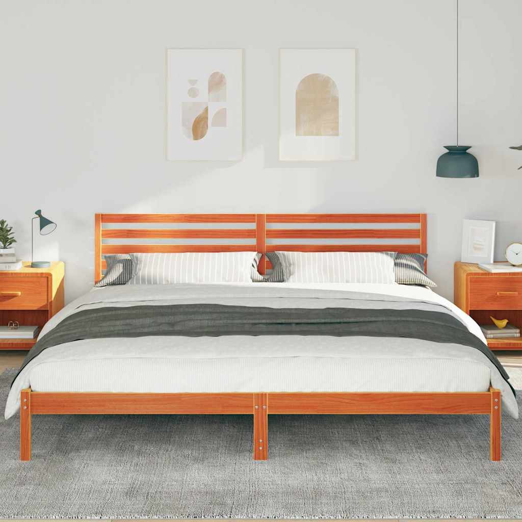 Bettrahmen Wachsbraun 200 x 220 cm Massives Kiefernholz