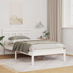 Bettrahmen Weiß 75 x 190 cm Massives Kiefernholz