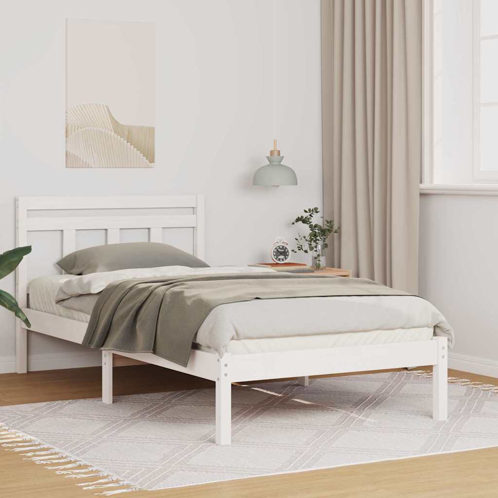 Bettrahmen Weiß 75 x 190 cm Massives Kiefernholz