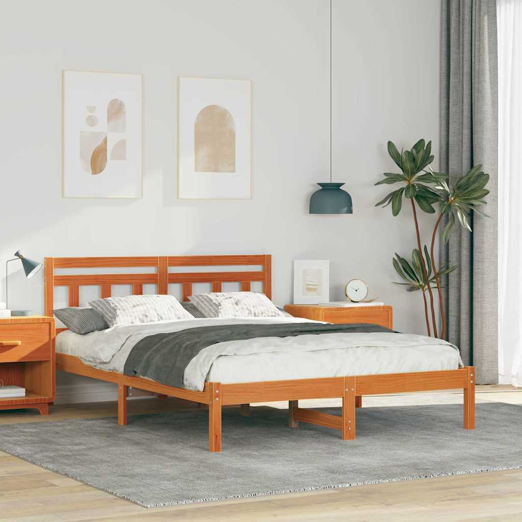 Bettrahmen Braun 120 x 190 cm Massives Kiefernholz