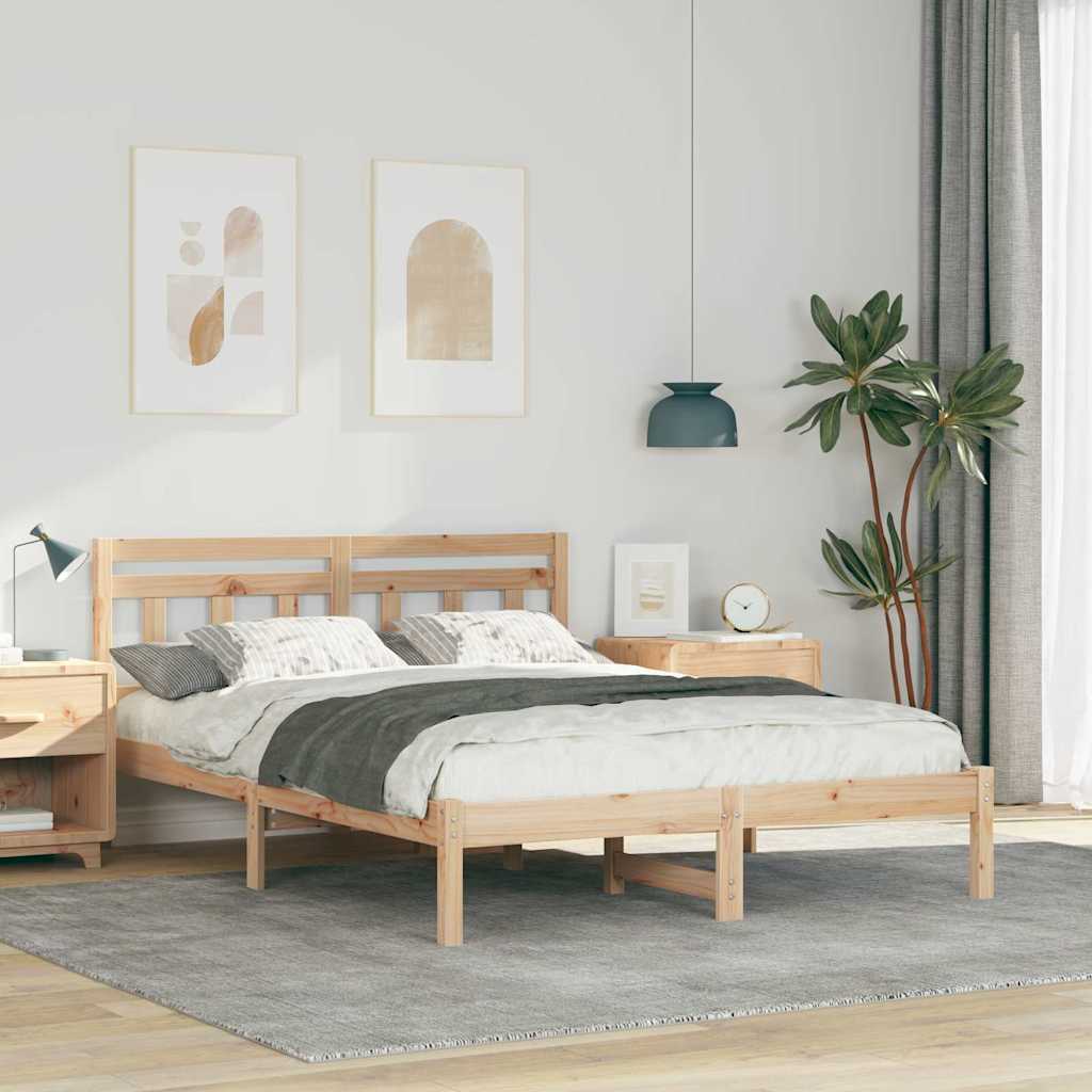 Bettrahmen Braun 135 x 190 cm Massives Kiefernholz