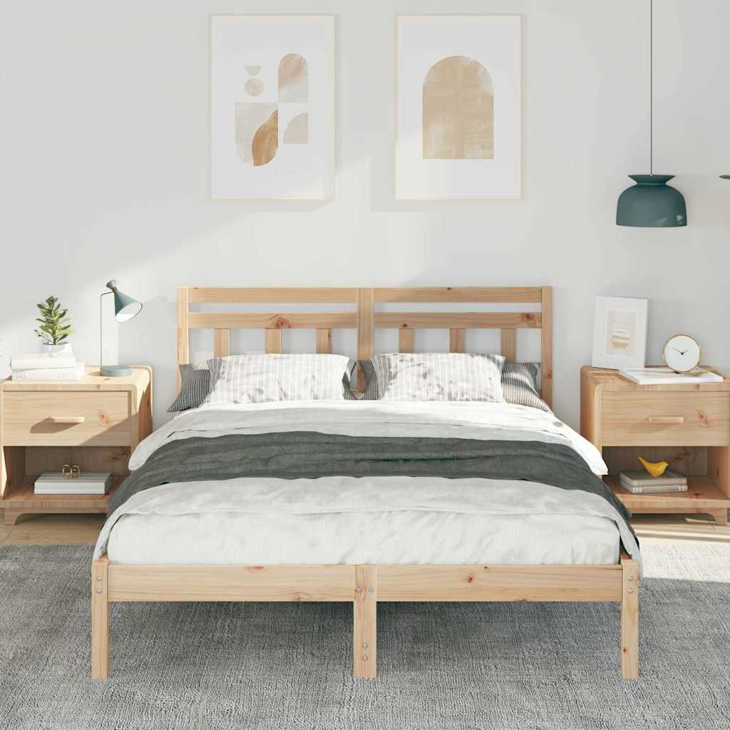 Bettrahmen Braun 135 x 190 cm Massives Kiefernholz