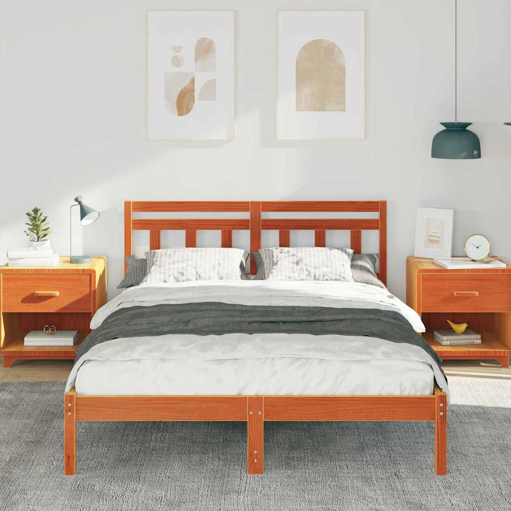 Bettrahmen Braun 135 x 190 cm Massives Kiefernholz