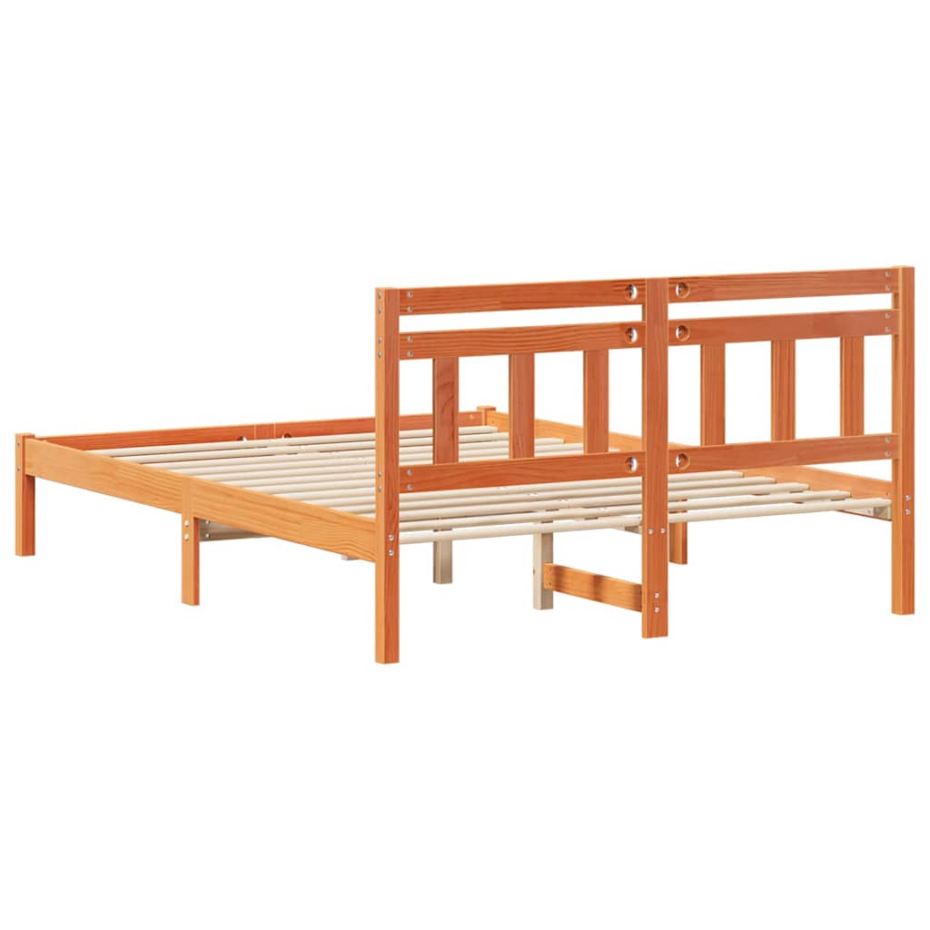 Bettrahmen Braun 135 x 190 cm Massives Kiefernholz