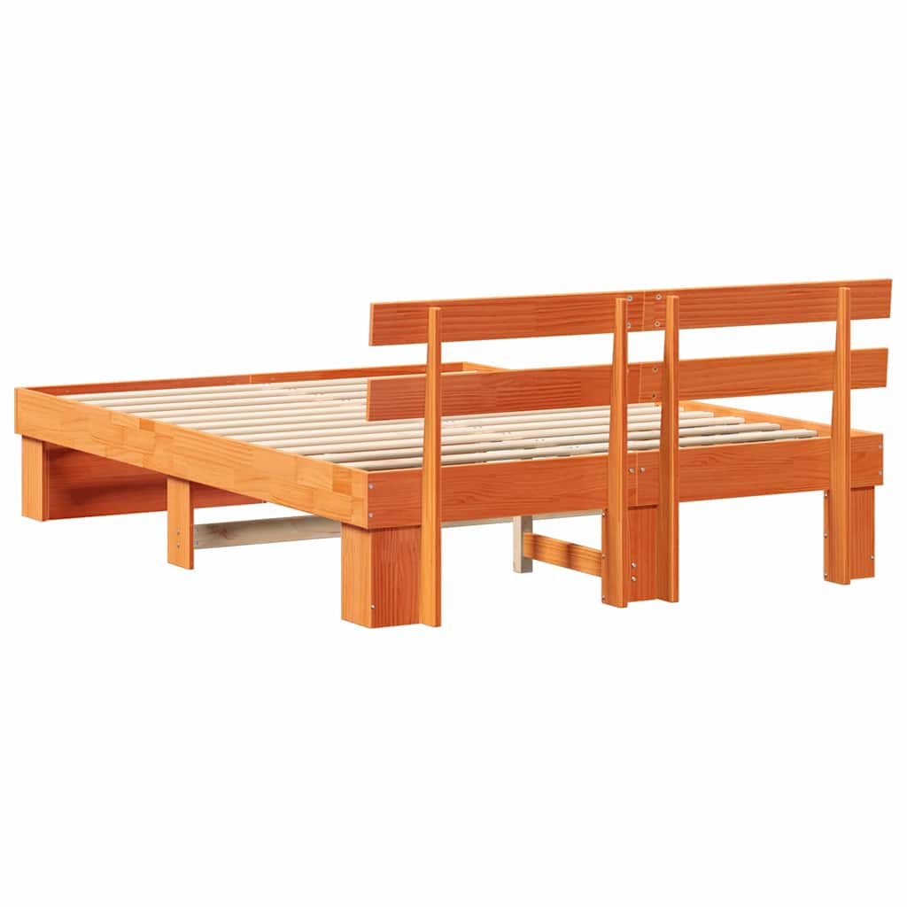 Bettrahmen Wachsbraun 150 x 200 cm Massives Kiefernholz