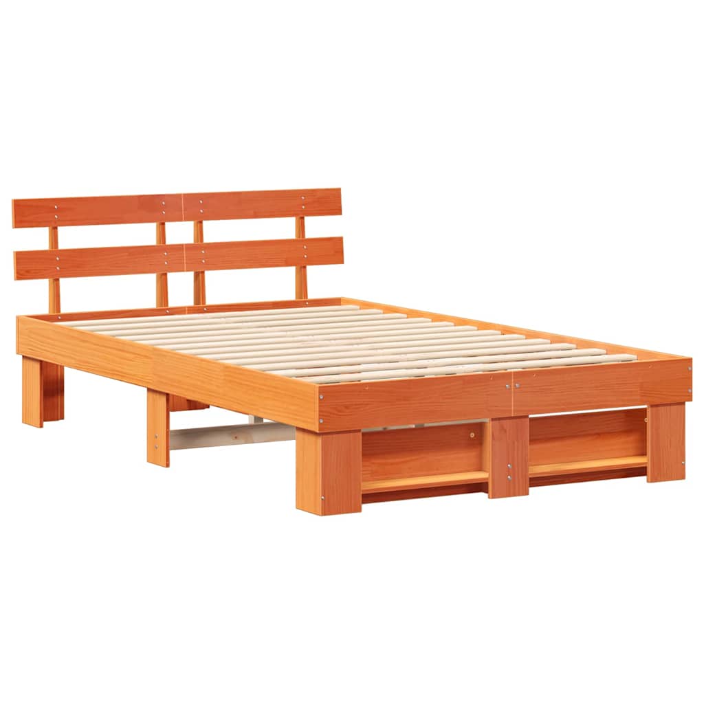 Bettrahmen Wachsbraun 140 x 190 cm Massives Kiefernholz