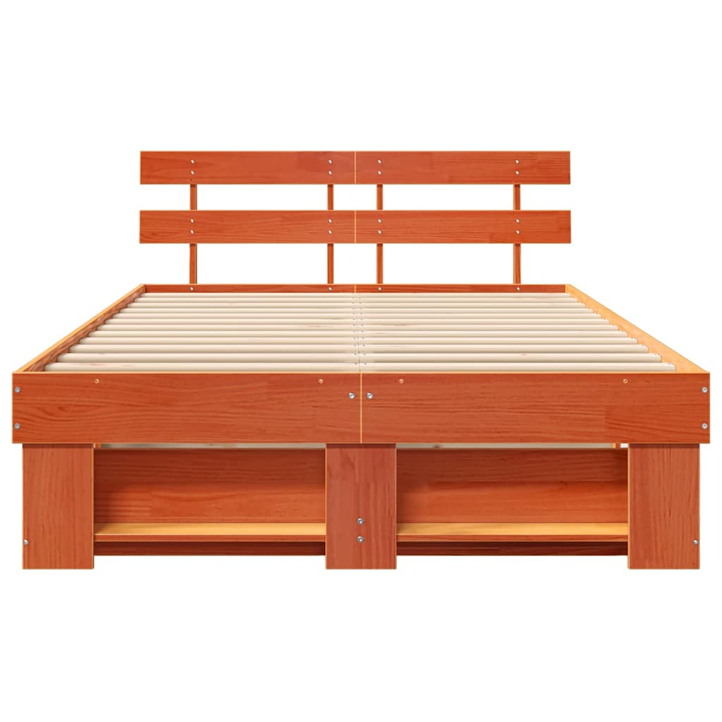 Bettrahmen Wachsbraun 120 x 190 cm Massives Kiefernholz