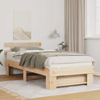 Bettrahmen mit Kopfteil Braun 90 x 200 cm Massives Kiefernholz