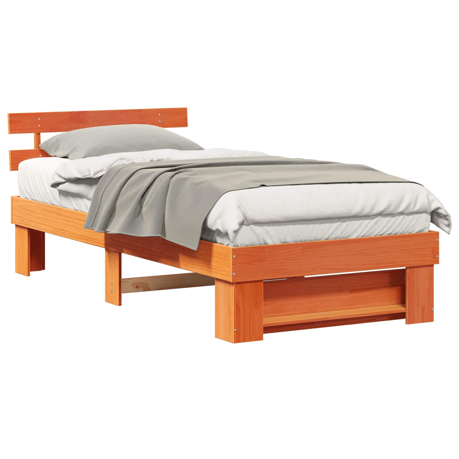 Bettrahmen Wachsbraun 75 x 190 cm Massives Kiefernholz