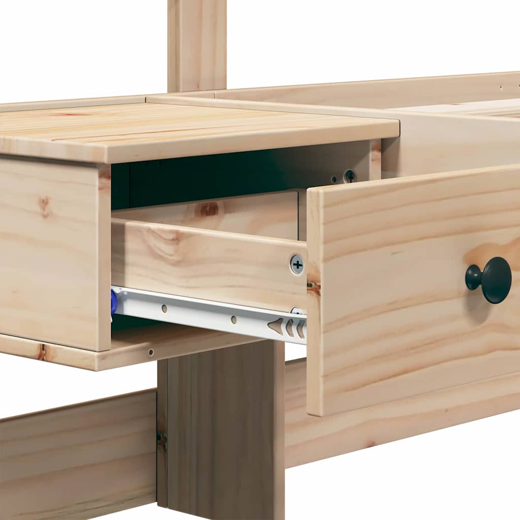 Bettrahmen mit Kopfteil Braun 100 x 200 cm Massives Kiefernholz