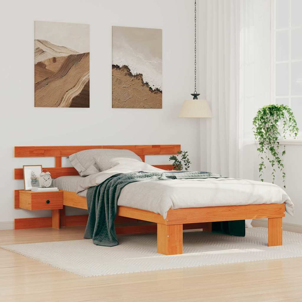 Bettrahmen Wachsbraun 75 x 190 cm Massives Kiefernholz