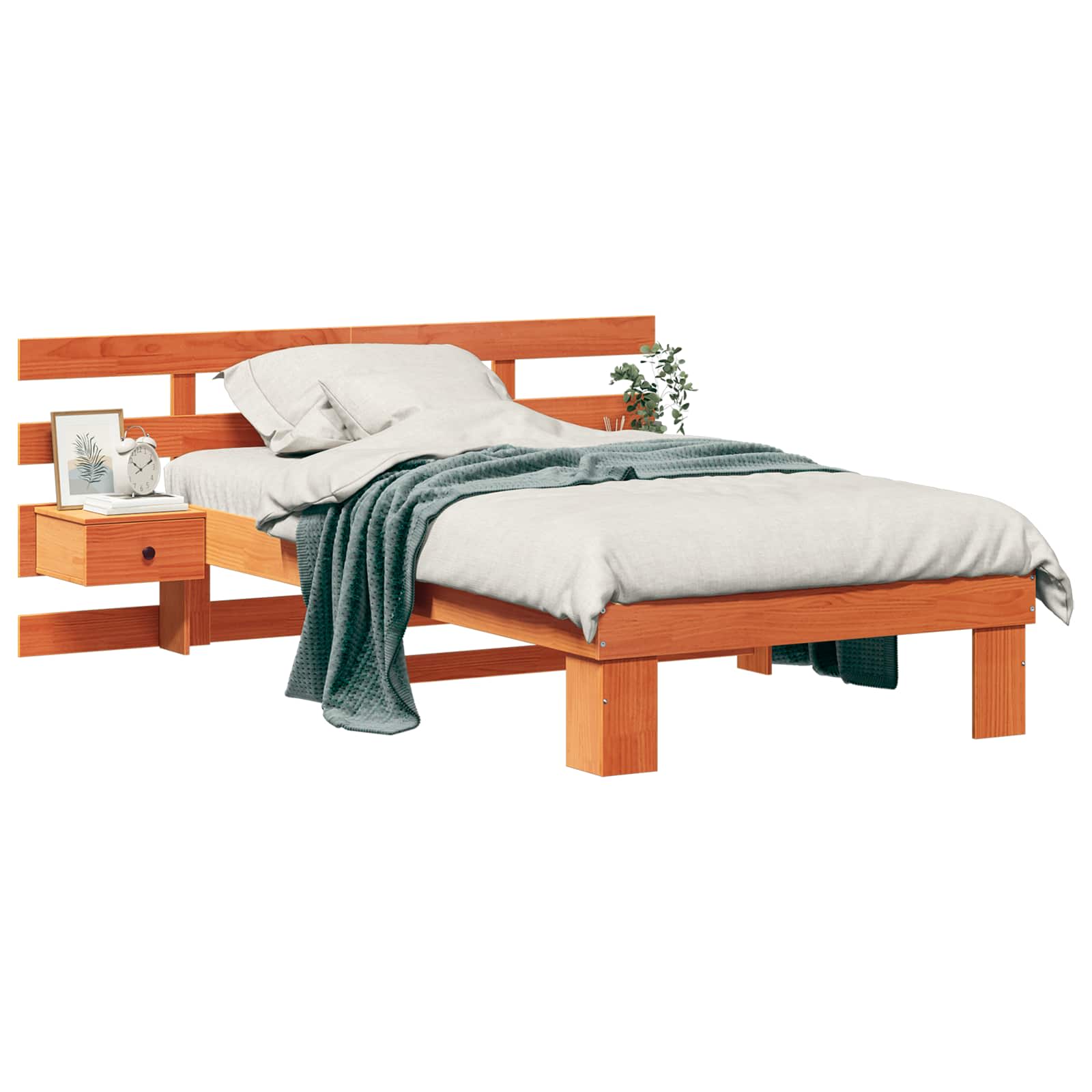 Bettrahmen Wachsbraun 75 x 190 cm Massives Kiefernholz