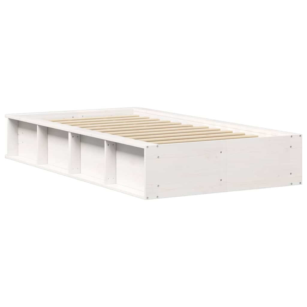 Bettrahmen Weiß 75 x 190 cm Massives Kiefernholz