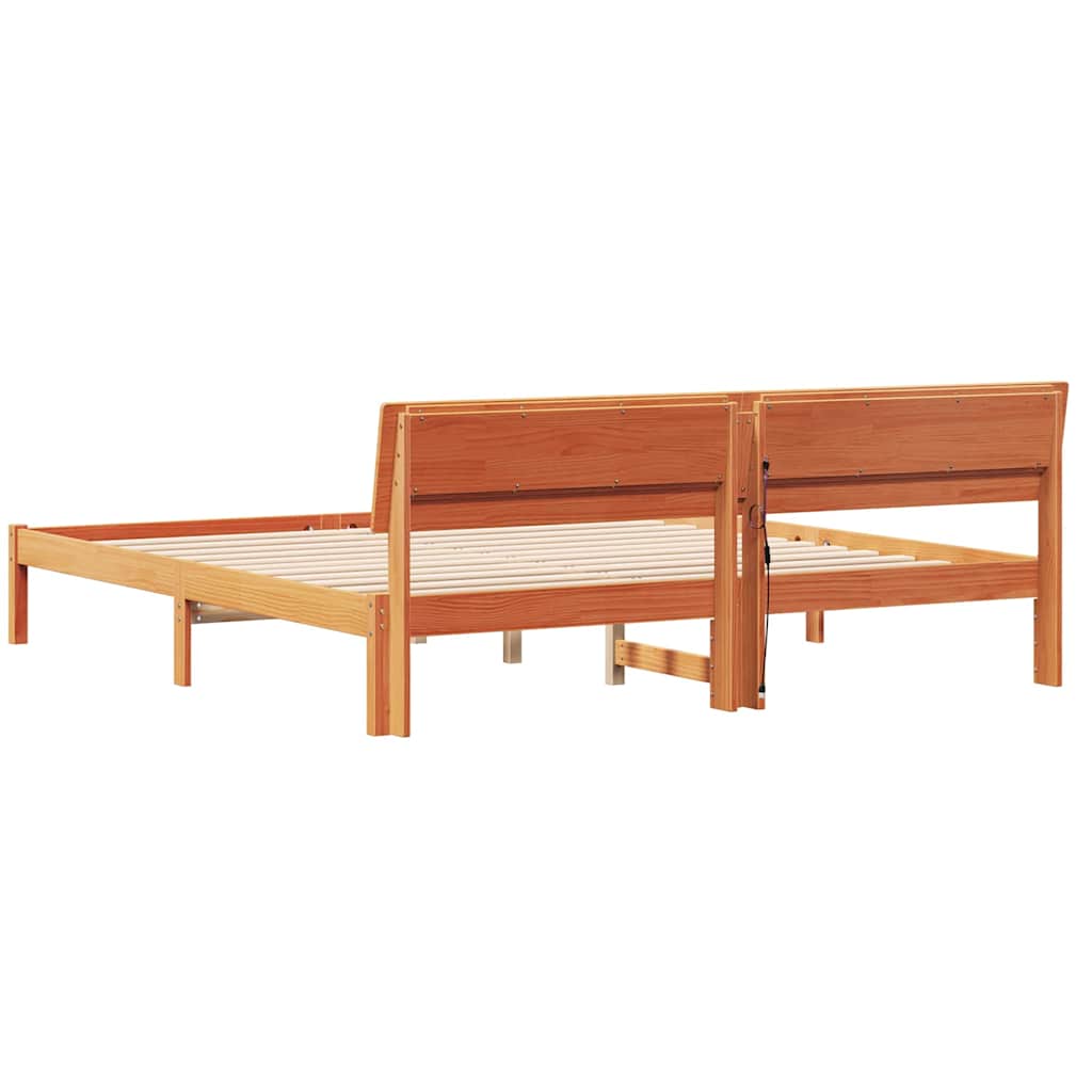 Bettrahmen Wachsbraun 180 x 200 cm Massives Kiefernholz