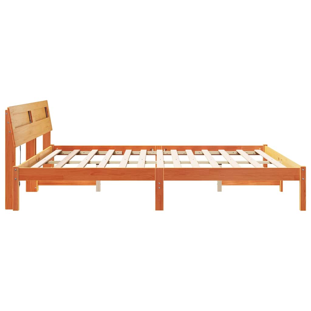 Bettrahmen Wachsbraun 180 x 200 cm Massives Kiefernholz