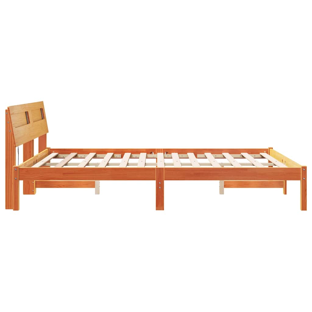 Bettrahmen Wachsbraun 150 x 200 cm Massives Kiefernholz