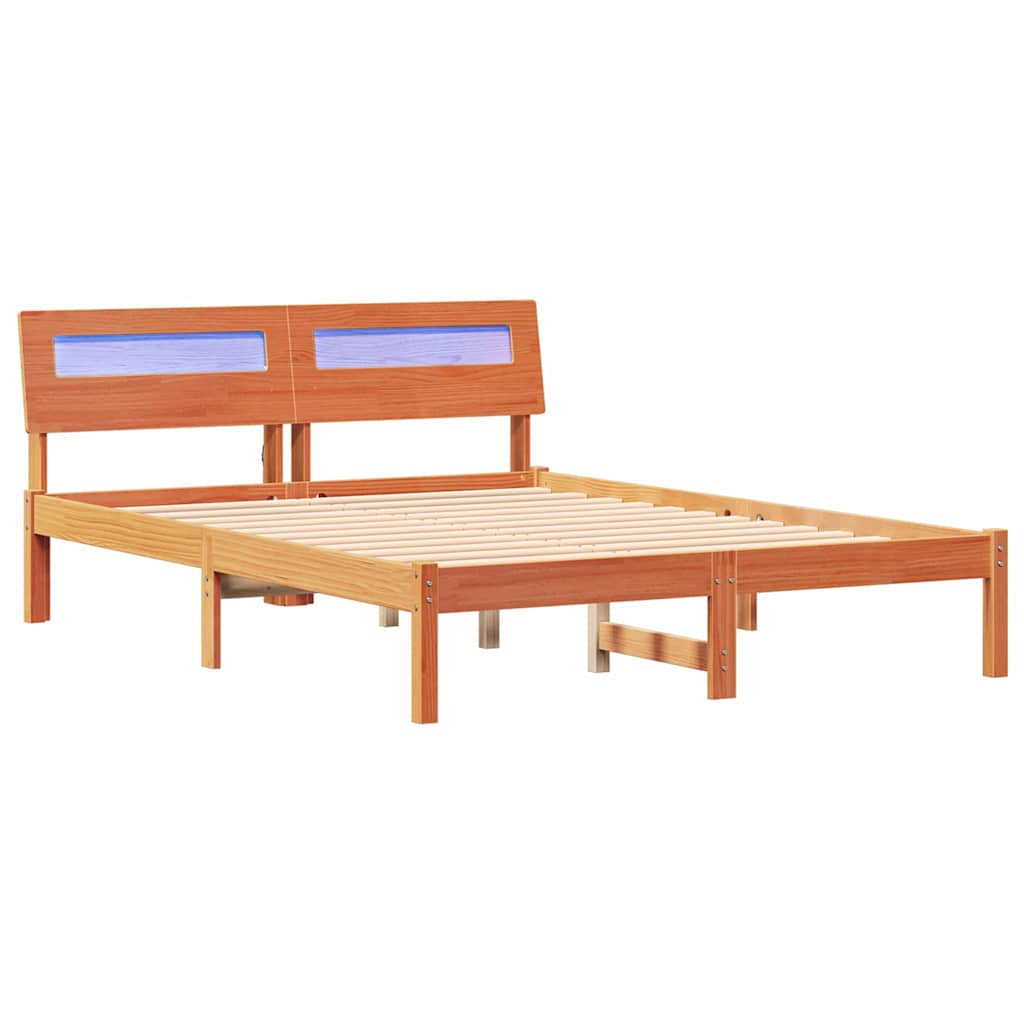 Bettrahmen Wachsbraun 140 x 190 cm Massives Kiefernholz