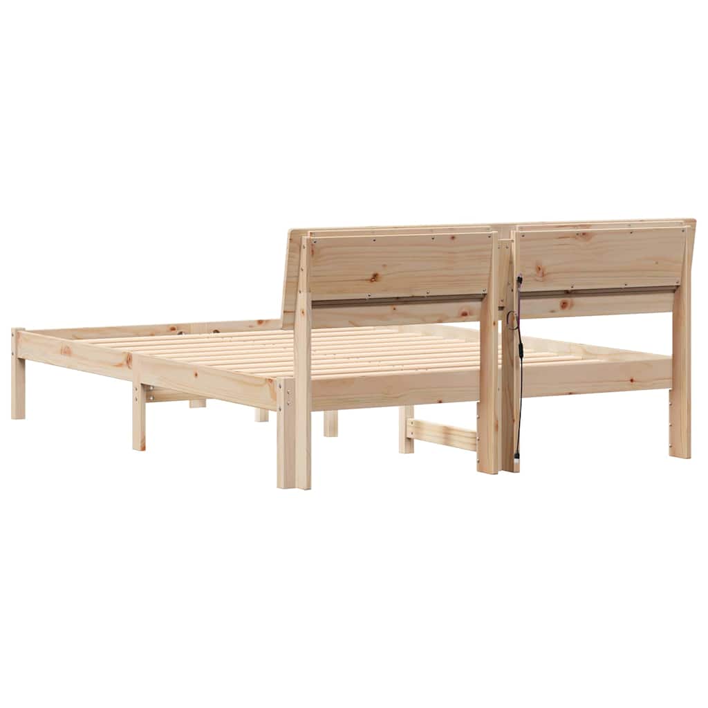 Bettrahmen mit Kopfteil Braun 120 x 190 cm Massives Kiefernholz