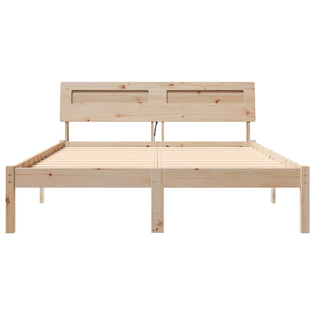 Bettrahmen mit Kopfteil Braun 120 x 190 cm Massives Kiefernholz