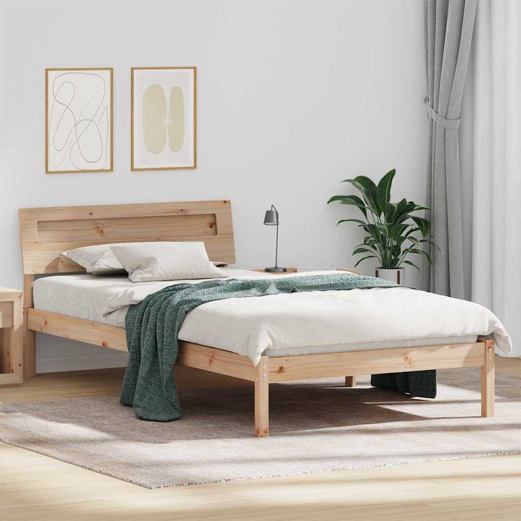 Bettrahmen mit Kopfteil Braun 90 x 200 cm Massives Kiefernholz