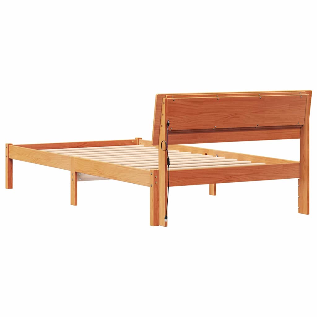 Bettrahmen Wachsbraun 90 x 200 cm Massives Kiefernholz