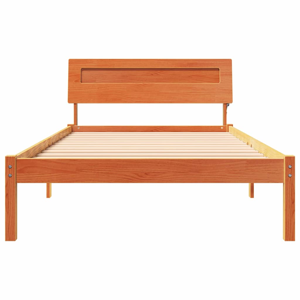 Bettrahmen Wachsbraun 90 x 190 cm Massives Kiefernholz