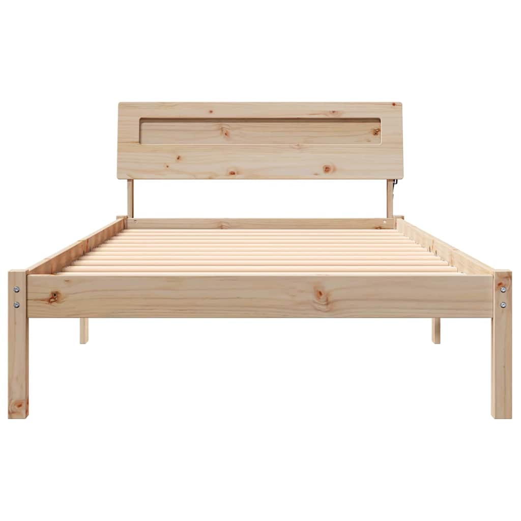 Bettrahmen mit Kopfteil Braun 75 x 190 cm Massives Kiefernholz