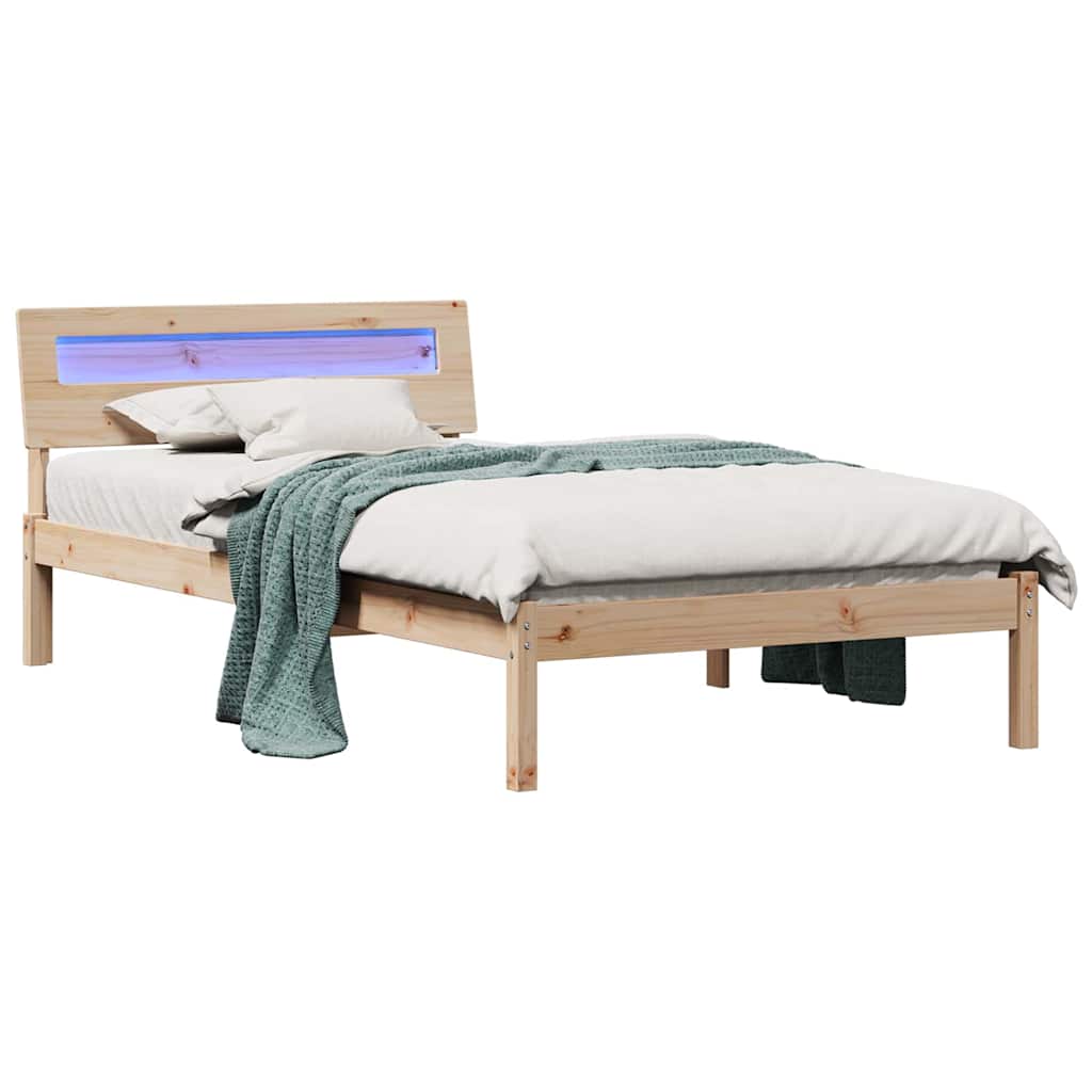 Bettrahmen mit Kopfteil Braun 75 x 190 cm Massives Kiefernholz
