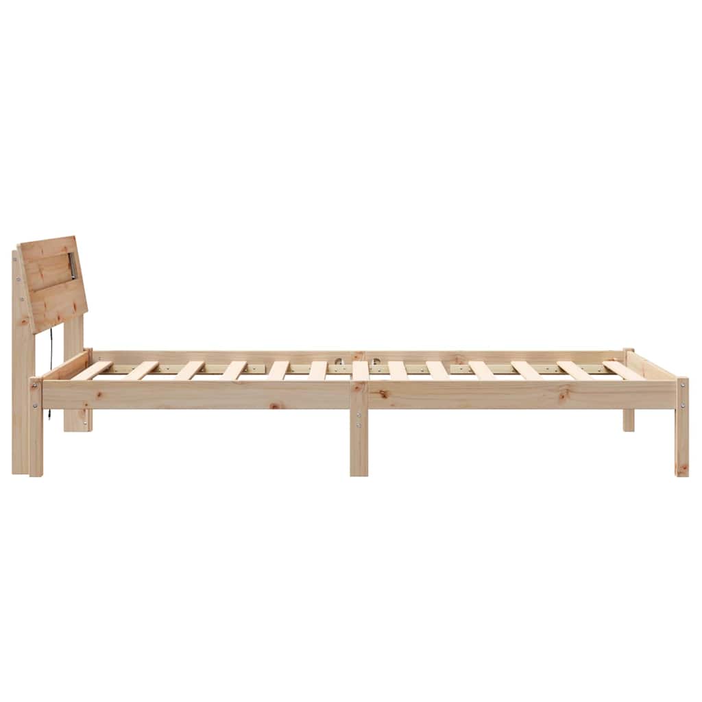 Bettrahmen mit Kopfteil Braun 75 x 190 cm Massives Kiefernholz