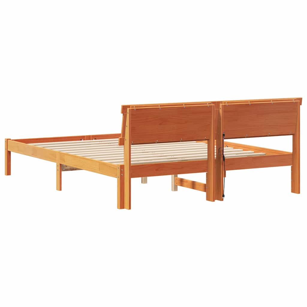 Bettrahmen Wachsbraun 140 x 200 cm Massives Kiefernholz