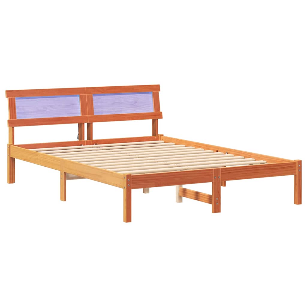 Bettrahmen Wachsbraun 135 x 190 cm Massives Kiefernholz