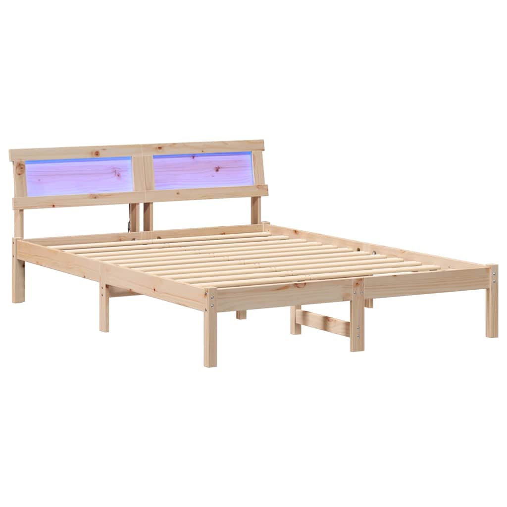 Bettrahmen mit Kopfteil Braun 120 x 190 cm Massives Kiefernholz