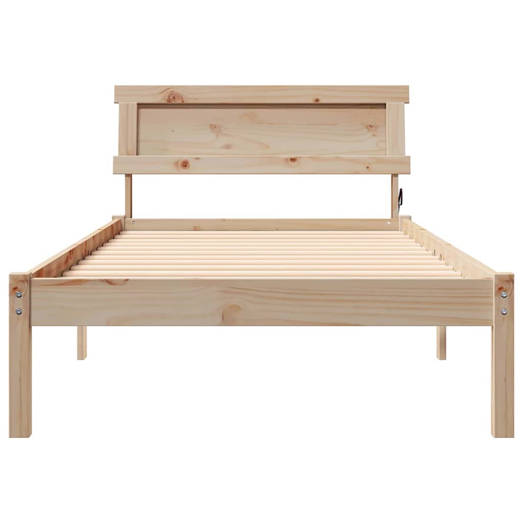 Bettrahmen mit Kopfteil Braun 90 x 200 cm Massives Kiefernholz